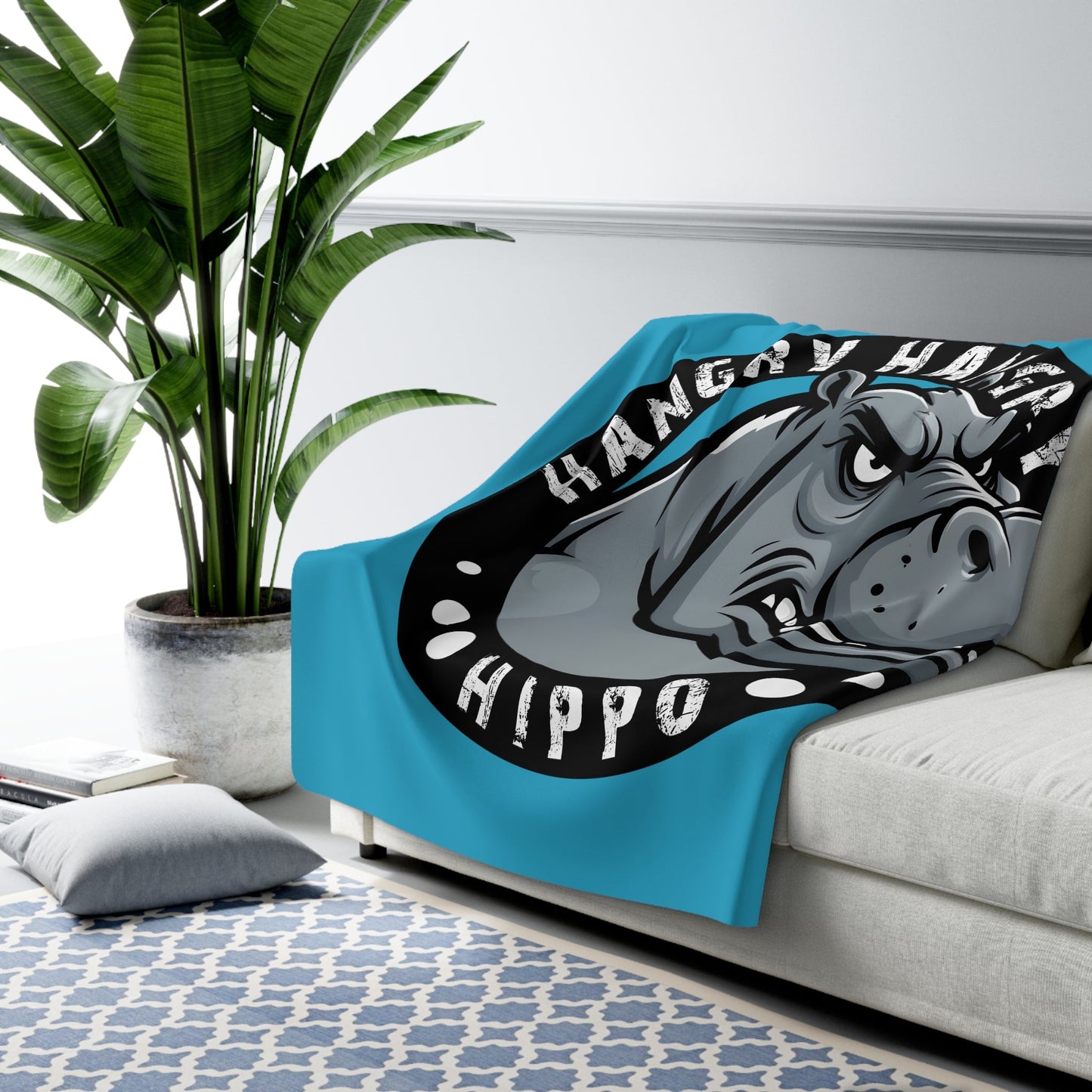 Hangry Hangry Hippo Custom Sherpa Fleece Blanket - 23802244705607287005
