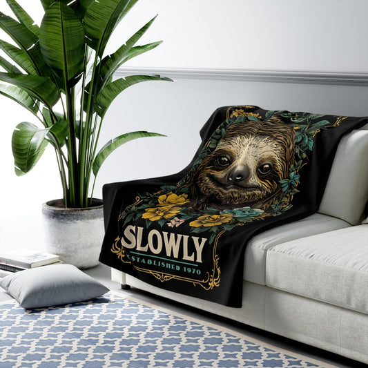 Slowly Sloth Sherpa Fleece Blanket - 67775563280277309831